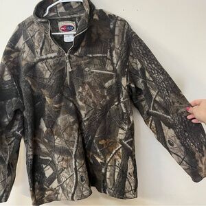 Vintage ProGear by Wrangler Mens Hunting Fleece Jacket Size L Camouflage Leaves